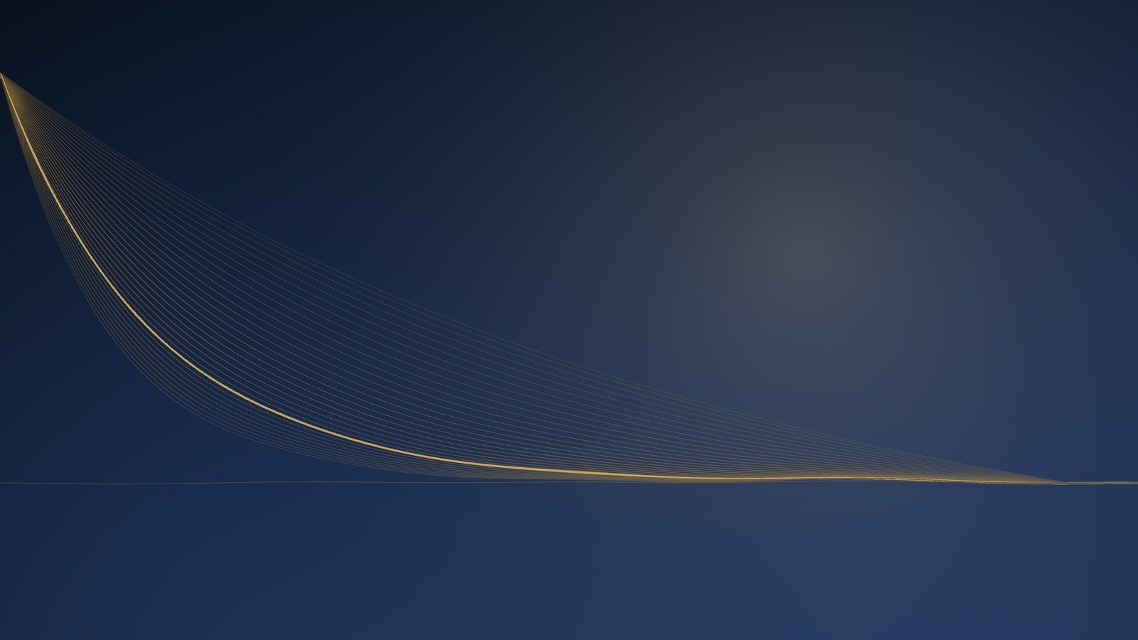 Compounding curves fanning upward from a level base